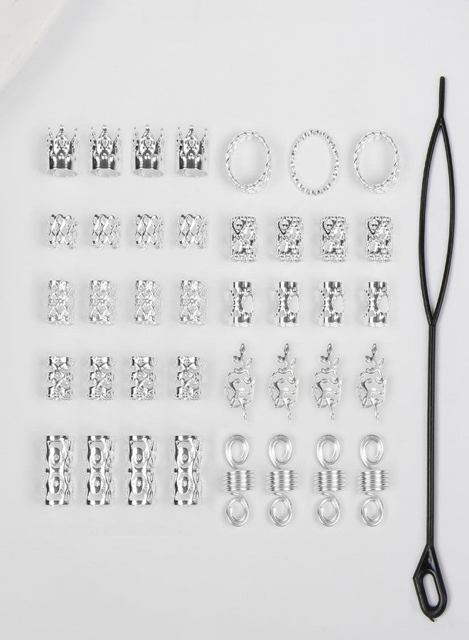 TEBIEKOY 220 Pcs Viking Gold Hair Accessories for Braids Loc Jewelry for Women Hair Dreadlock Metal Hair Beads Rings Cuffs for Braids Beard Decoration Silver - Image 4